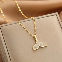 Wholesale Glam Simple Style Solid Color 304 Stainless Steel Copper Plating Inlay 18K Gold Plated Acrylic Glass Zircon Pendant Necklace sku image 28