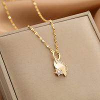 Wholesale Glam Simple Style Solid Color 304 Stainless Steel Copper Plating Inlay 18K Gold Plated Acrylic Glass Zircon Pendant Necklace sku image 1
