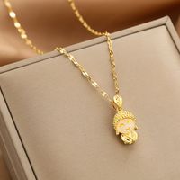 Wholesale Glam Simple Style Solid Color 304 Stainless Steel Copper Plating Inlay 18K Gold Plated Acrylic Glass Zircon Pendant Necklace sku image 6