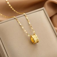 Wholesale Glam Simple Style Solid Color 304 Stainless Steel Copper Plating Inlay 18K Gold Plated Acrylic Glass Zircon Pendant Necklace sku image 5