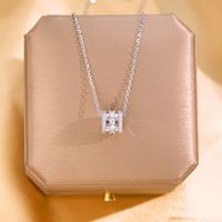 Wholesale Glam Simple Style Solid Color 304 Stainless Steel Copper Plating Inlay 18K Gold Plated Acrylic Glass Zircon Pendant Necklace sku image 13
