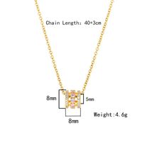 Wholesale Glam Simple Style Solid Color 304 Stainless Steel Copper Plating Inlay 18K Gold Plated Acrylic Glass Zircon Pendant Necklace sku image 18