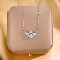 Wholesale Glam Simple Style Solid Color 304 Stainless Steel Copper Plating Inlay 18K Gold Plated Acrylic Glass Zircon Pendant Necklace sku image 7