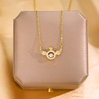 Wholesale Glam Simple Style Solid Color 304 Stainless Steel Copper Plating Inlay 18K Gold Plated Acrylic Glass Zircon Pendant Necklace sku image 16