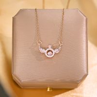 Wholesale Glam Simple Style Solid Color 304 Stainless Steel Copper Plating Inlay 18K Gold Plated Acrylic Glass Zircon Pendant Necklace sku image 19