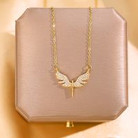 Wholesale Glam Simple Style Solid Color 304 Stainless Steel Copper Plating Inlay 18K Gold Plated Acrylic Glass Zircon Pendant Necklace sku image 31