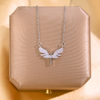 Wholesale Glam Simple Style Solid Color 304 Stainless Steel Copper Plating Inlay 18K Gold Plated Acrylic Glass Zircon Pendant Necklace sku image 32