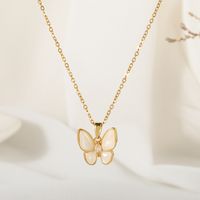 Wholesale Glam Simple Style Solid Color 304 Stainless Steel Copper Plating Inlay 18K Gold Plated Acrylic Glass Zircon Pendant Necklace sku image 11