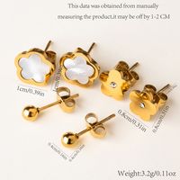 1 Set 3 Pairs Casual Simple Style Moon Flower Butterfly Plating Inlay 304 Stainless Steel Rhinestones Shell 18K Gold Plated Ear Studs sku image 2