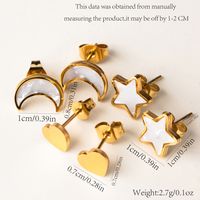 1 Set 3 Pairs Casual Simple Style Moon Flower Butterfly Plating Inlay 304 Stainless Steel Rhinestones Shell 18K Gold Plated Ear Studs sku image 3