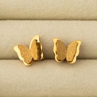 1 Set 3 Pairs Casual Simple Style Moon Flower Butterfly Plating Inlay 304 Stainless Steel Rhinestones Shell 18K Gold Plated Ear Studs main image 8