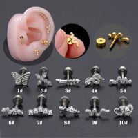 1 Piece Ear Cartilage Rings & Studs Simple Style Classic Style Heart Shape Snake Butterfly Copper Polishing Inlay Zircon 18K Gold Plated Ear Cartilage Rings & Studs main image 3