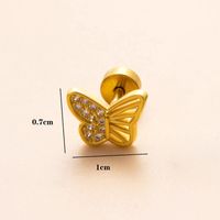 1 Piece Ear Cartilage Rings & Studs Simple Style Classic Style Heart Shape Snake Butterfly Copper Polishing Inlay Zircon 18K Gold Plated Ear Cartilage Rings & Studs sku image 18