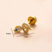 1 Piece Ear Cartilage Rings & Studs Simple Style Classic Style Heart Shape Snake Butterfly Copper Polishing Inlay Zircon 18K Gold Plated Ear Cartilage Rings & Studs sku image 19