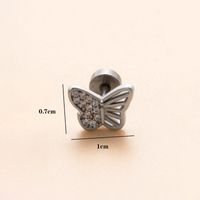 1 Piece Ear Cartilage Rings & Studs Simple Style Classic Style Heart Shape Snake Butterfly Copper Polishing Inlay Zircon 18K Gold Plated Ear Cartilage Rings & Studs sku image 9