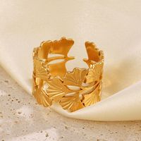Edelstahl 304 18 Karat Vergoldet Einfacher Stil Klassischer Stil Überzug Ginkgo-Blatt Ringe main image 1
