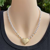 Simple Style Classic Style Heart Shape Artificial Pearl Plastic Copper Beaded 18K Gold Plated Women's Necklace sku image 1