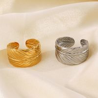 304 Stainless Steel 18K Gold Plated Simple Style Plating Feather Rings main image 1