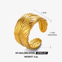 304 Stainless Steel 18K Gold Plated Simple Style Plating Feather Rings main image 2