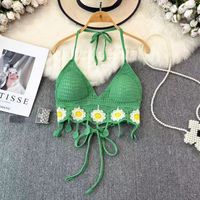 Women's Vest Tank Tops Hollow Out Casual Solid Color Flower main image 5