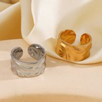 304 Stainless Steel 18K Gold Plated IG Style Simple Style Classic Style Plating Irregular Solid Color 304 Stainless Steel Open Rings main image 4
