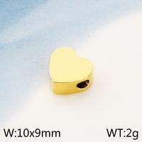 1 Pièce 15*13mm Diamètre 10mm Acier Inoxydable Plaqué Or 18K Forme De Cœur Brillant Perles sku image 9