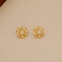 1 Pair Elegant Vintage Style Geometric Copper 18K Gold Plated Ear Studs sku image 2