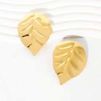 1 Pair Retro Commute Leaves Plating Iron Gold Plated Ear Studs main image 1