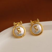 1 Pair Elegant Vintage Style Rose Inlay Copper Freshwater Pearl Zircon 18K Gold Plated Drop Earrings main image 1