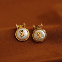 1 Pair Elegant Vintage Style Rose Inlay Copper Freshwater Pearl Zircon 18K Gold Plated Drop Earrings main image 5