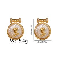 1 Pair Elegant Vintage Style Rose Inlay Copper Freshwater Pearl Zircon 18K Gold Plated Drop Earrings sku image 1