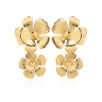 1 Pair Elegant Sweet Commute Flower Plating Iron Gold Plated Drop Earrings sku image 1