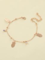 Vacation Beach Geometric Stainless Steel Inlay Zircon Gold Plated Women's Anklet main image 6