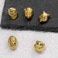 1 Piece Stainless Steel 18K Gold Plated Buddha Animal Skull Pendant main image 5