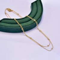Titan Stahl 18 Karat Vergoldet Elegant Einfacher Stil Überzug Einfarbig Doppellagige Halsketten sku image 1