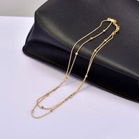 Titan Stahl 18 Karat Vergoldet Elegant Einfacher Stil Überzug Einfarbig Doppellagige Halsketten main image 2