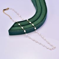 Elegant Einfacher Stil Geometrisch Perlen Des Barock Titan Stahl 18 Karat Vergoldet Frau Halskette main image 4