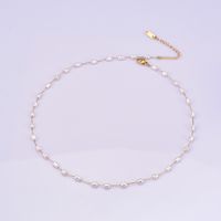Elegant Einfacher Stil Geometrisch Perlen Des Barock Titan Stahl 18 Karat Vergoldet Frau Halskette main image 5