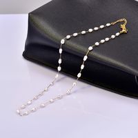 Elegant Einfacher Stil Geometrisch Perlen Des Barock Titan Stahl 18 Karat Vergoldet Frau Halskette main image 1