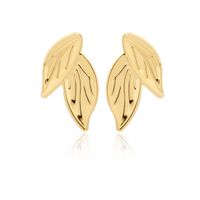 1 Pair Retro Commute Leaves Plating Iron Gold Plated Ear Studs main image 1