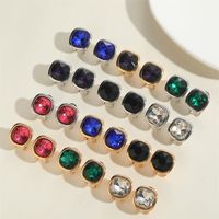 1 Pair Vintage Style Simple Style Commute Square Inlay Copper Acrylic Zircon 14K Gold Plated Ear Studs main image 6