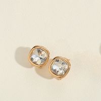 1 Pair Vintage Style Simple Style Commute Square Inlay Copper Acrylic Zircon 14K Gold Plated Ear Studs sku image 1