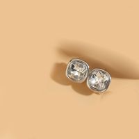1 Pair Vintage Style Simple Style Commute Square Inlay Copper Acrylic Zircon 14K Gold Plated Ear Studs sku image 2