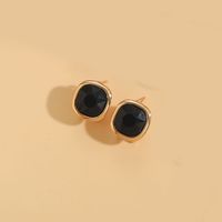 1 Pair Vintage Style Simple Style Commute Square Inlay Copper Acrylic Zircon 14K Gold Plated Ear Studs sku image 5