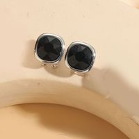 1 Pair Vintage Style Simple Style Commute Square Inlay Copper Acrylic Zircon 14K Gold Plated Ear Studs sku image 6