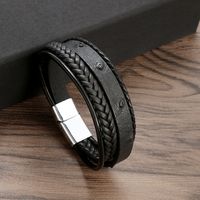 IG Style Simple Style Solid Color Pu Leather Alloy Knitting Men's Bangle main image 3