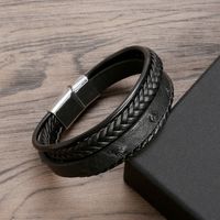 IG Style Simple Style Solid Color Pu Leather Alloy Knitting Men's Bangle main image 5