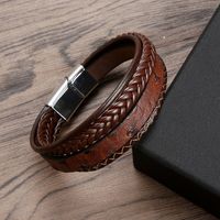 IG Style Simple Style Solid Color Pu Leather Alloy Knitting Men's Bangle main image 6