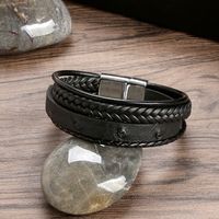 IG Style Simple Style Solid Color Pu Leather Alloy Knitting Men's Bangle main image 7