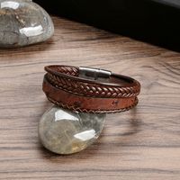 IG Style Simple Style Solid Color Pu Leather Alloy Knitting Men's Bangle main image 8